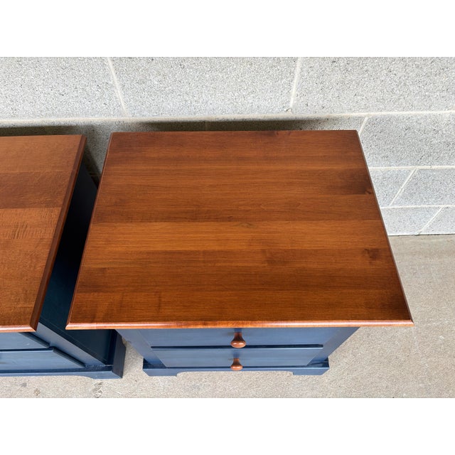 Early 21st Century Shermag Furniture Shaker Style 2 Drawer Country Colors Nightstands - A Pair For Sale - Image 5 of 9