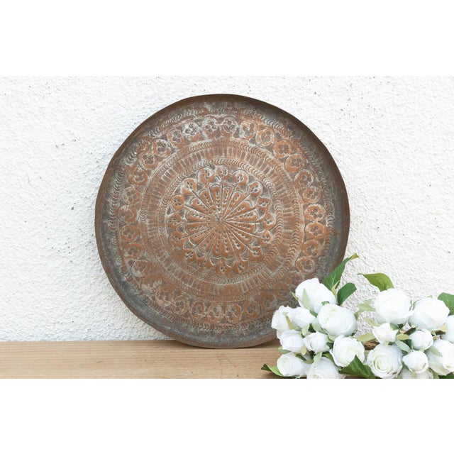 Early 20th Century Copper Mandala, Antique Tinned Ceremonial Platter For Sale - Image 5 of 5
