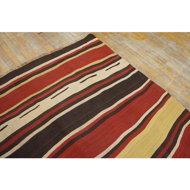 Persian 1900s Multicolor Stripe Kilim Antique n.w. Persian Flat-Weave Rug 6' X 10'8" Wool Carpet For Sale - Image 3 of 6