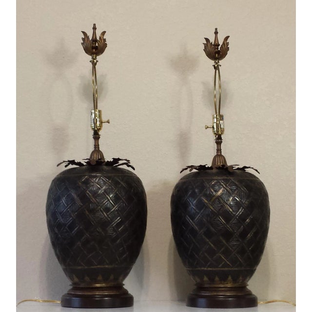 This listing is for a Pair of John Richard Brass Table Lamps This item has some aging imperfections/spots/scratches/touch...