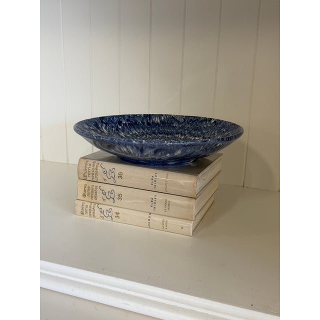 Signed Christine Jouval Blue Aptware Serving Bowl For Sale - Image 13 of 18