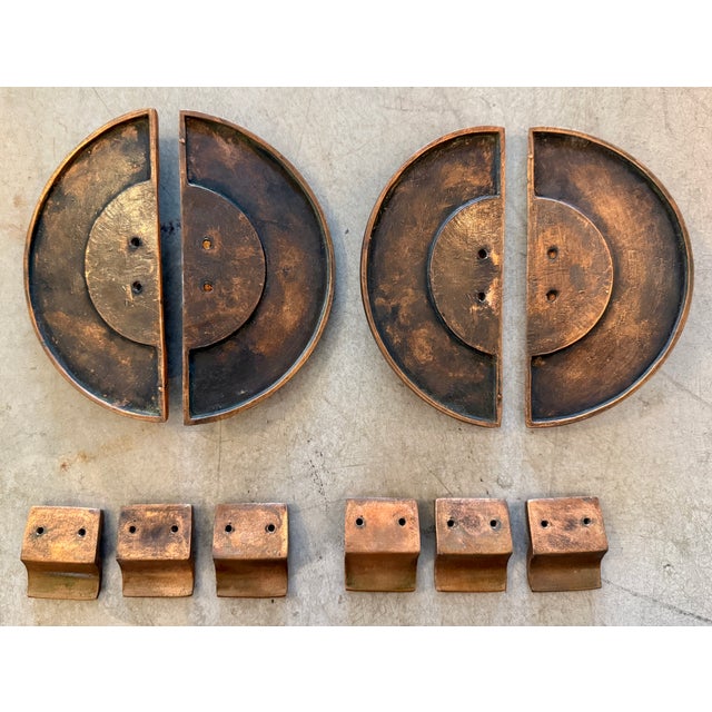 Set of 10 Copper Heavy Cabinet Pulls & Handles From 30's For Sale - Image 9 of 9