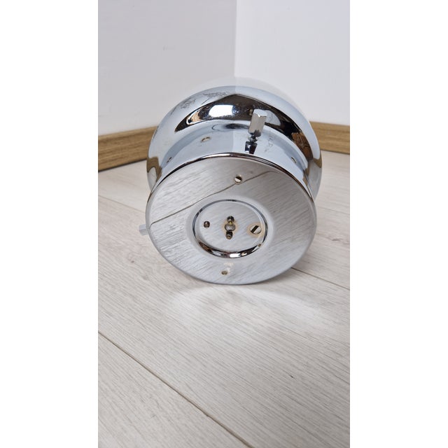 Metal Vintage Ceiling Light in Chromed Brass and Frosted Glass, 1998 For Sale - Image 7 of 9