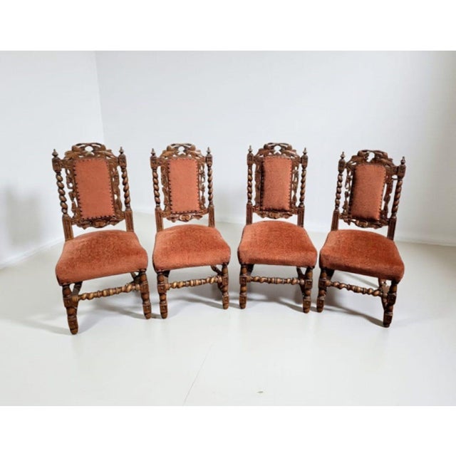 Antique Renaissance Revival Oak Dining Chairs, 1850s, Set of 4 For Sale - Image 10 of 10