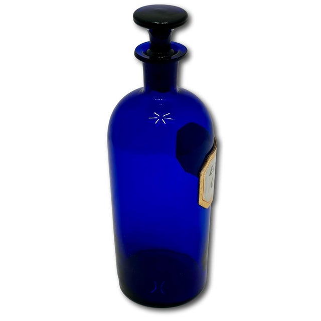 Beautiful & Rare Large Size Antique Cobalt Blue Glass Elixer of Calisaya Apothecary Bottle Circa Mid 19th Century For Sale - Image 13 of 18
