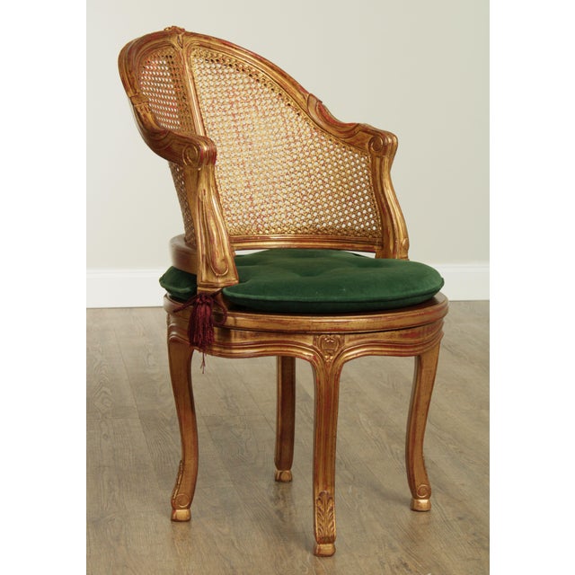 French Louis Xv Style Gold Cane Back Swivel Vanity Chair Chairish