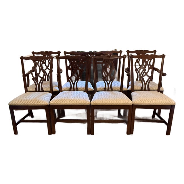 Set of 8 Thomasville Winston Court Chippendale Chairs For Sale