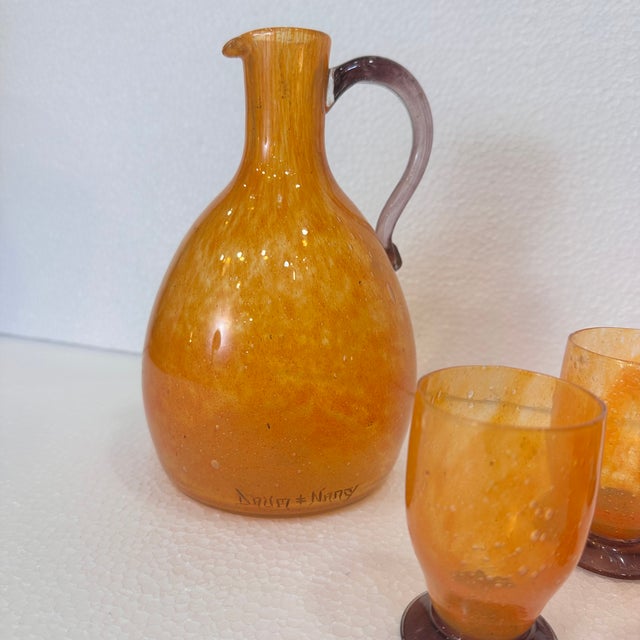20th Century Art Deco Liquor Set with Jug and Glasses from Daum Crystal, France, 1940s, Set of 7 For Sale - Image 6 of 18
