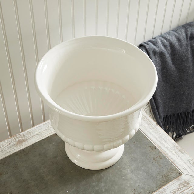 White Mirabelle Decorative Pedestal Bowl Large For Sale - Image 8 of 8