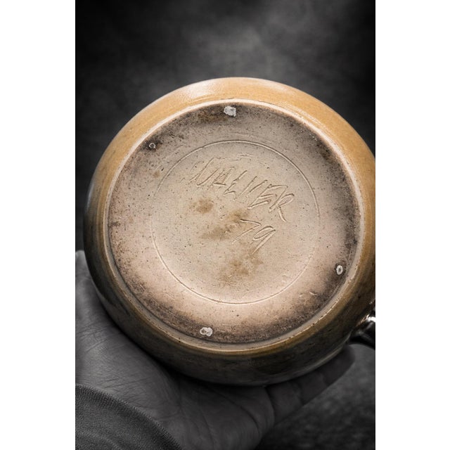 1979 Signed Walker Studio Pottery Teapot With Bamboo Handle & Wood Platform For Sale - Image 10 of 12