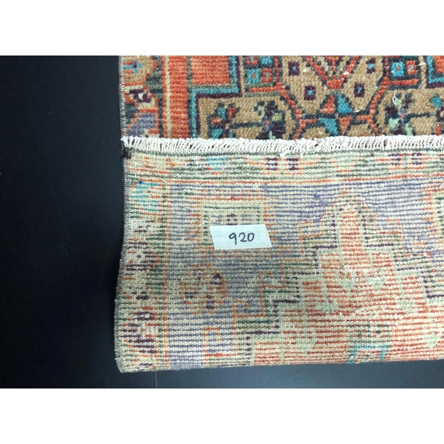 1960s Vintage Traditional Turkish Handmade Orange Small Rug For Sale - Image 5 of 6
