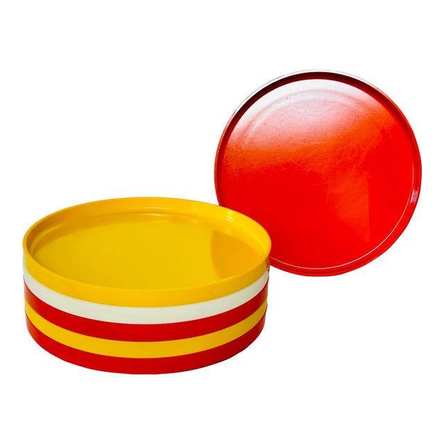 Vintage Heller Massimo Vignelli Melamine Dinner Stacking Plates MCM Italian Design Set of 6 For Sale
