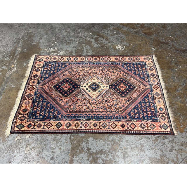 Tribal 3ft 5in × 4ft 7in Hand-Knotted Wool Geometric Area Rug. Vintage For Sale - Image 3 of 12