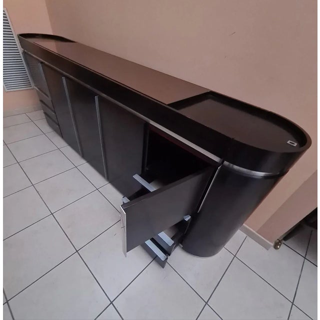 Round Sideboard in Wood and Steel, 1980s For Sale - Image 14 of 16