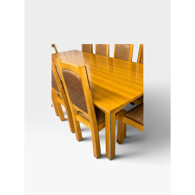 Vintage Ash Dining Suit with Leather, 2000, Set of 10 For Sale - Image 14 of 18