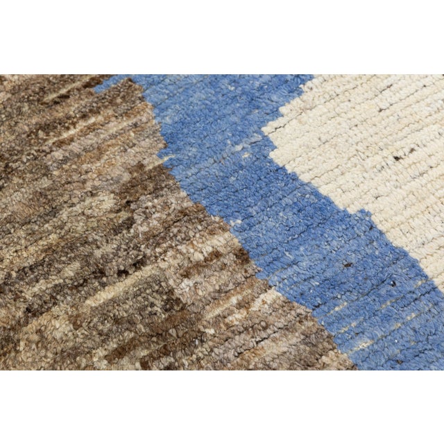 Modern Moroccan Style Wool Rug With Abstract Earth-Tone Geometry For Sale - Image 10 of 11
