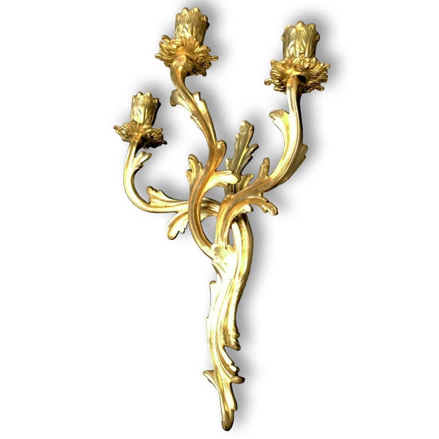 Gilded Bronze Wall Light, 1920s, Set of 2 For Sale - Image 6 of 10