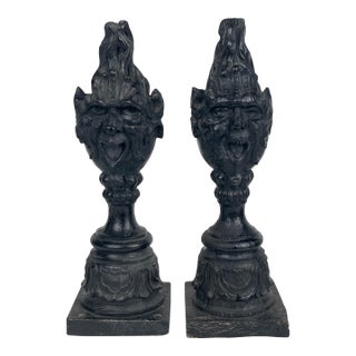 Pair of Early 19th Century Italian Carved Wood Mythical Finials For Sale