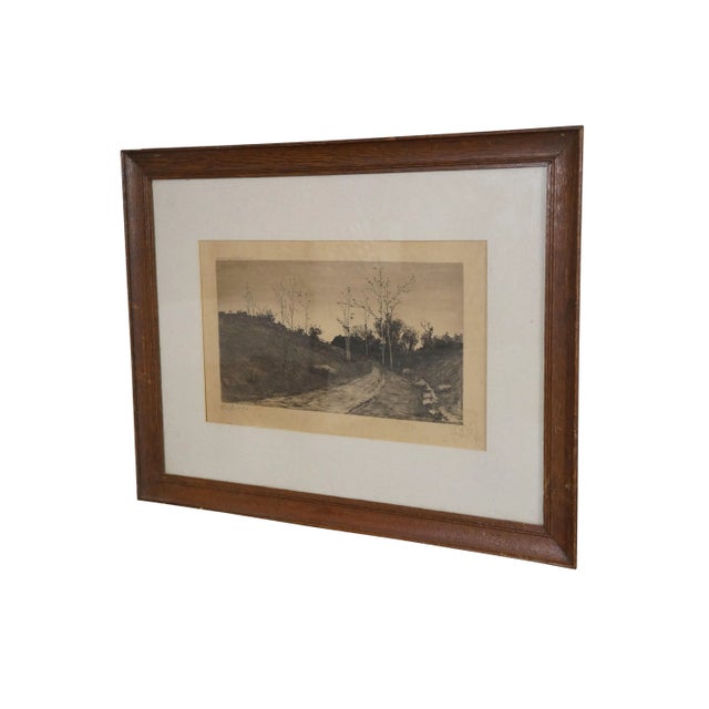 Victorian Antique Edward Loyal Field Signed Country Road Farm Cottage Landscape Etching For Sale - Image 3 of 10