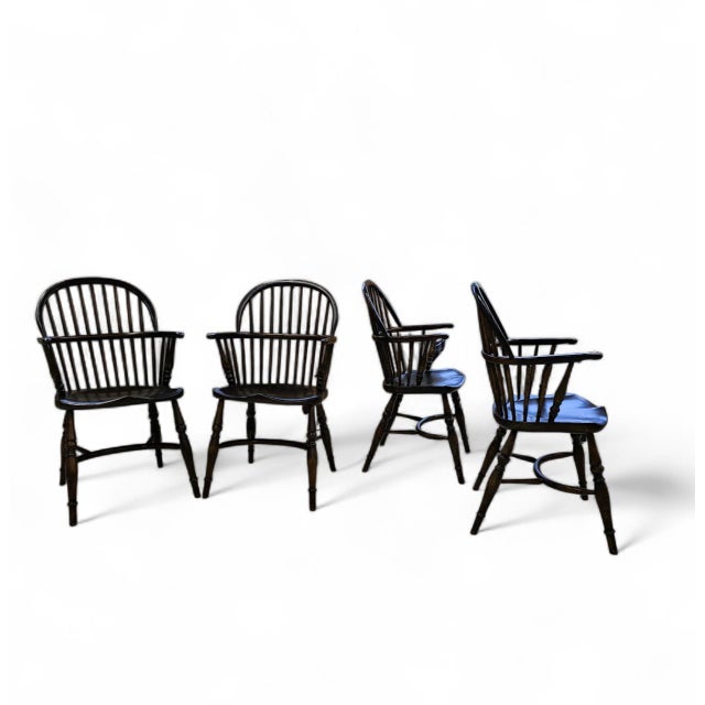 Wood Georgian Bow and Stick Back Windsor Chairs, Set of 4 For Sale - Image 7 of 18