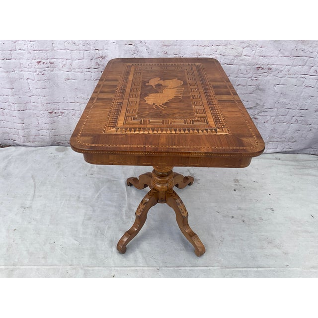 Brown Italian Sorrento Inlaid Side Table For Sale - Image 8 of 11