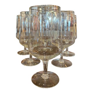 1960s Silver Rim Crystal Goblets - Set of 6 For Sale