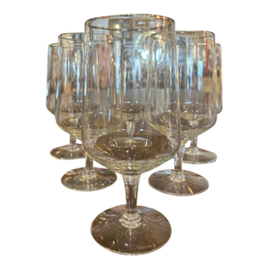 1960s Silver Rim Crystal Goblets - Set of 6