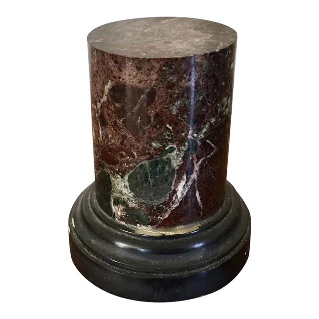 Antique 19th Century Grand Tour Rouge Specimen Marble Display Column Pedestal With Slate Base For Sale