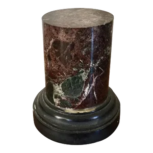 Antique 19th Century Grand Tour Rouge Specimen Marble Display Column Pedestal With Slate Base