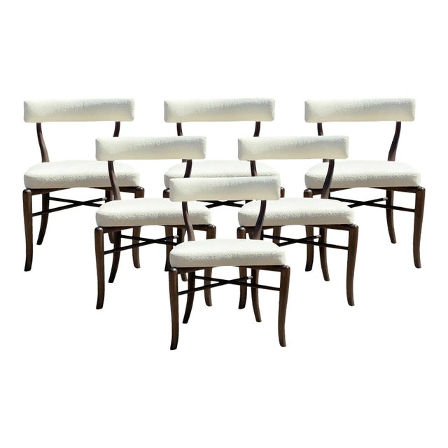 Mid Century Style Walnut /Upholstered Dining Chairs For Sale - Image 4 of 5