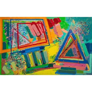 Edward Avedisian, Large Mod Abstract Expressionist Modernist Edward Avedisian Color Field Painting, c. 1979-1980's For Sale