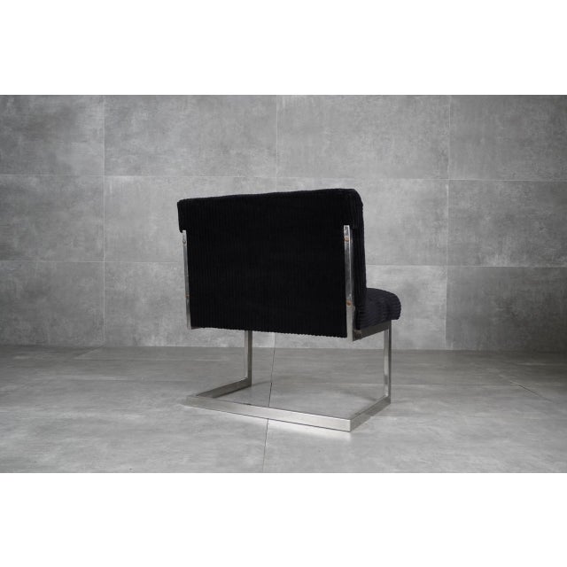 Black Postmodern Chrome and Black Corduroy Cantilever Lounge Chairs, 1970s, Set of 2 For Sale - Image 8 of 12