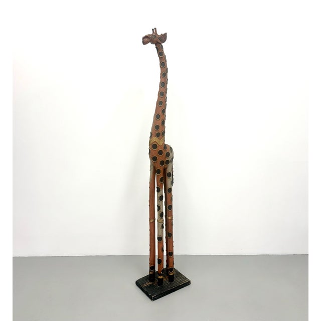 Wood Vintage Hand Carved Abstract Wooden Giraffe Sculpture For Sale - Image 7 of 8