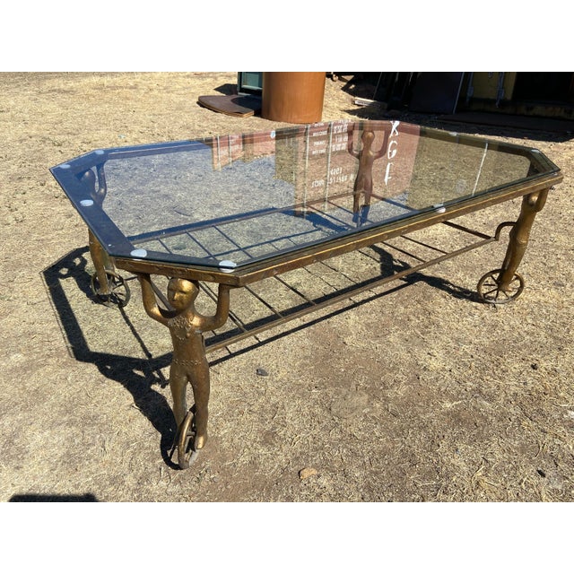 Alberto & Diego Giacometti 1950s Androgynous Figural Cast Iron Gueridon Coffee Table After Alberto Giacometti For Sale - Image 4 of 12