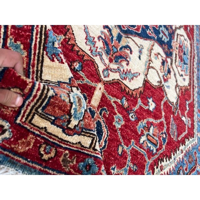 Ruby Red 2010s Serapi Persian Hand Knotted Serapi Veg Dye Wool Rug For Sale - Image 8 of 9