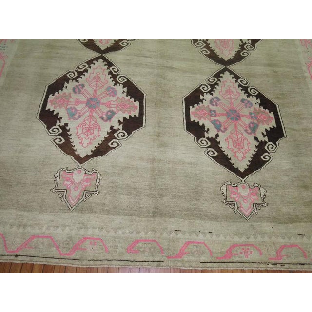 Zabihi Collection Square Vintage Turkish Kars Rug For Sale - Image 4 of 8