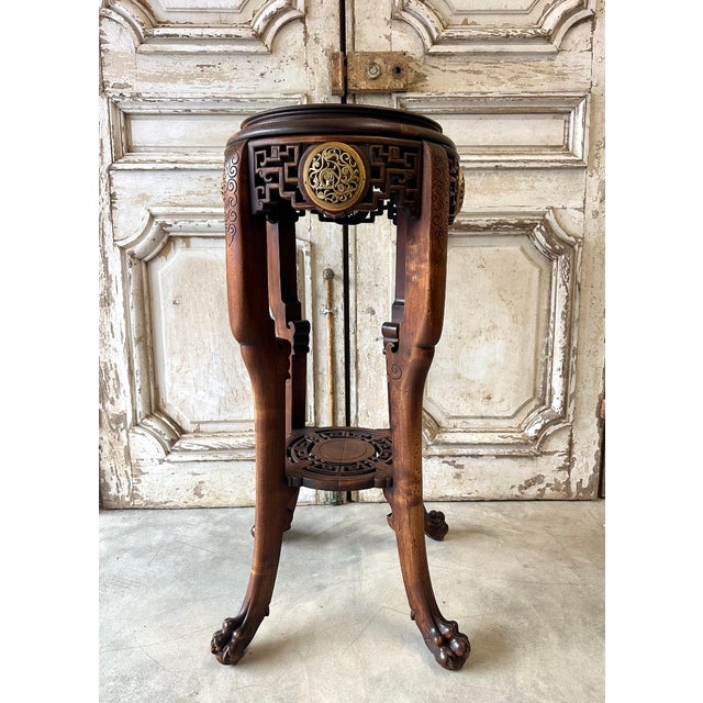 Wood Vintage Japanese Pedestal Table, 1900 For Sale - Image 7 of 10