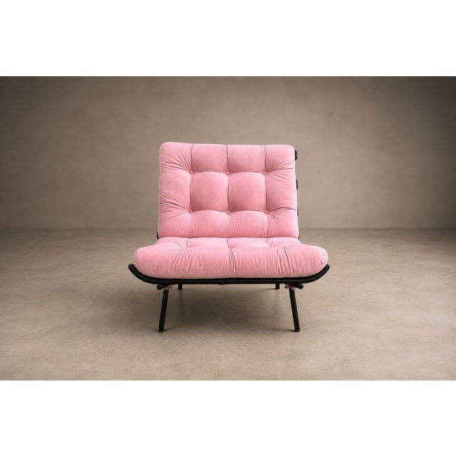 Brazilian Modern Wood Slat & Metal Frame Armchair, Moveis Pallar, 1950s For Sale - Image 13 of 18
