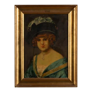 19th Century Original Oil on Canvas Portrait of Woman, "Edith" Signed A. Weie