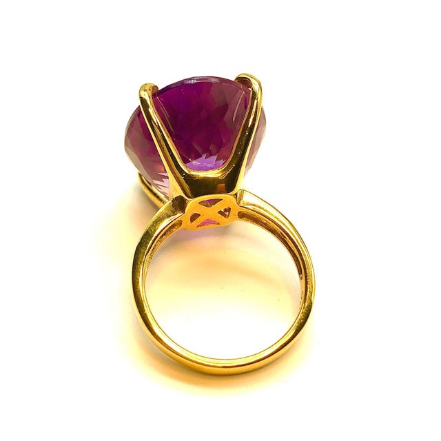 Bochic "Capri" Natural Pear Shape Amethyst & Diamond Set In 18K Gold & Silver For Sale - Image 12 of 18