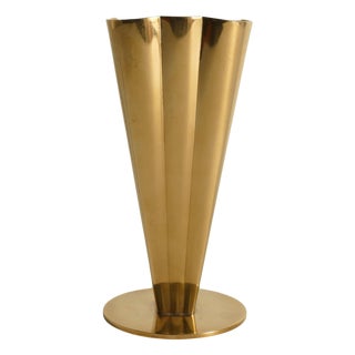 Scandinavian Modern Squared & Fluted Brass Vase by Gunnar Ander for Ystad-Metall, 1960s For Sale