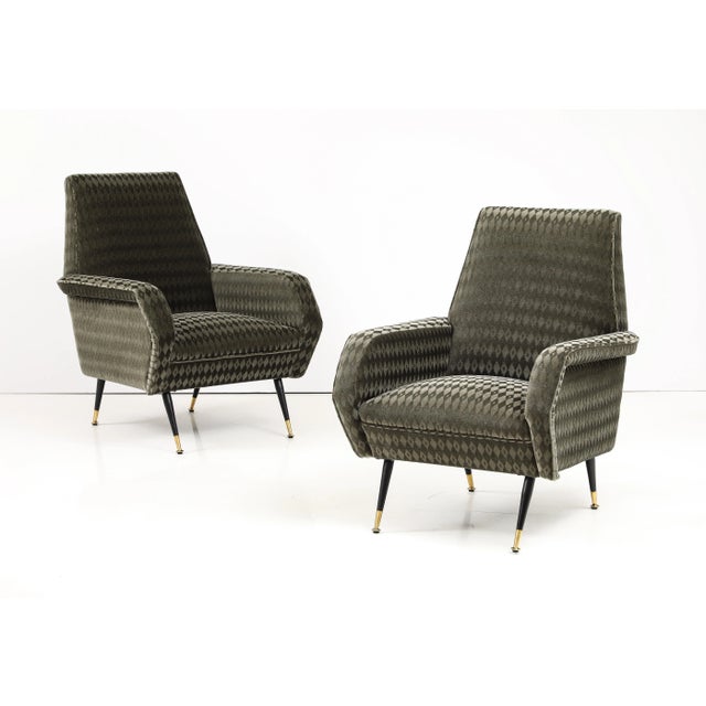 1950s 1950's Mid-Century Modern Italian Lounge Chairs With Donghia Mohair Upholstery - a Pair For Sale - Image 5 of 11