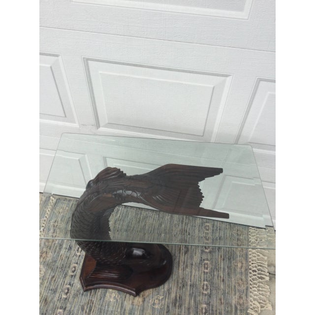 Vintage Palm Beach Style Sculptural Fish Base Glass Console Table For Sale In Orlando - Image 6 of 12