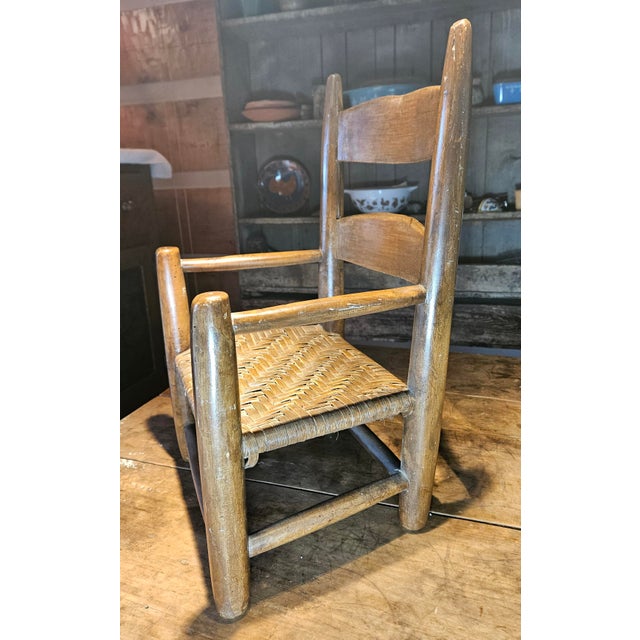 American Antique Early American Child's Ladder Back Chair. For Sale - Image 3 of 12