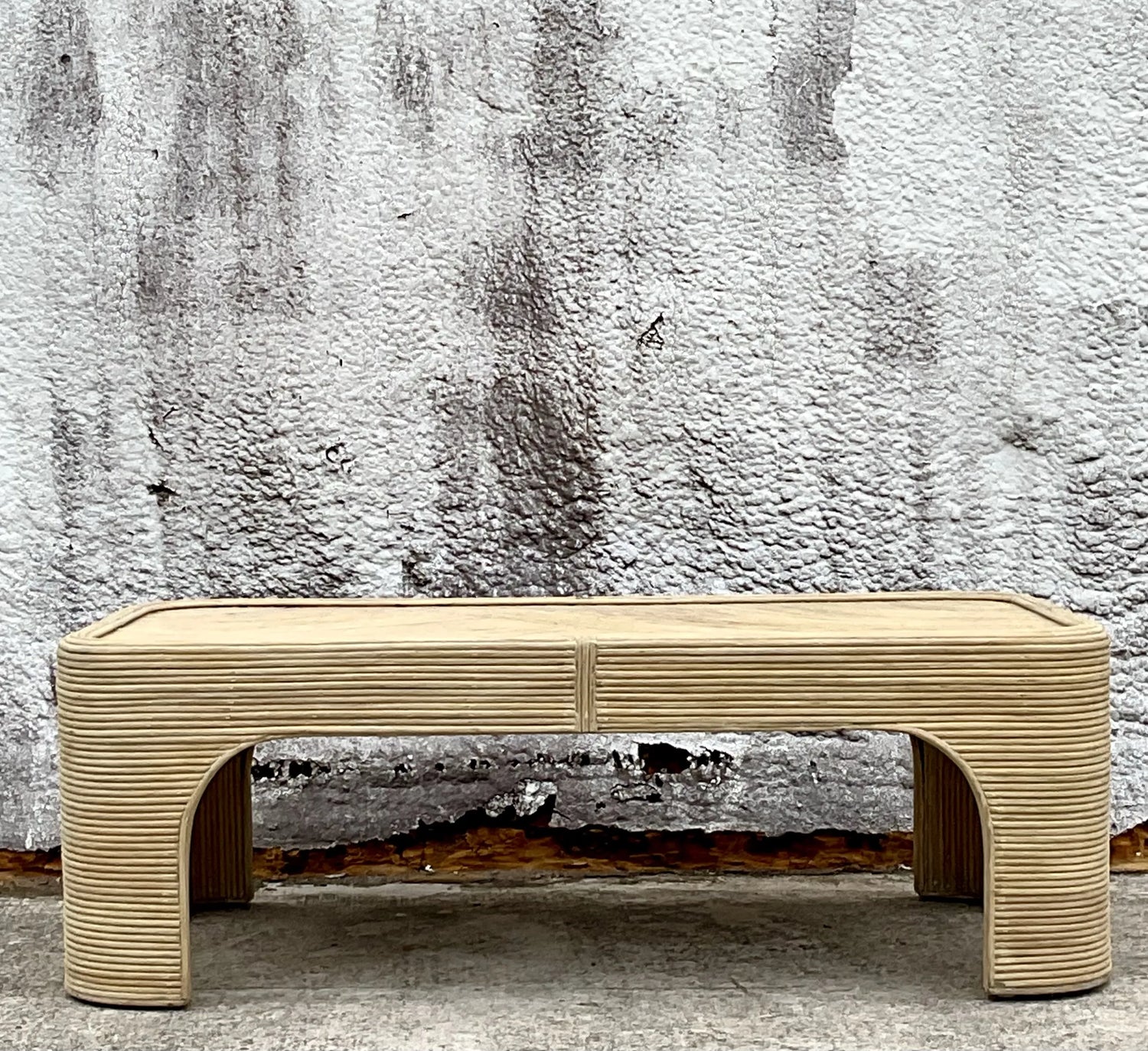 Vintage Coastal Pencil Reed Coffee Table - Back view