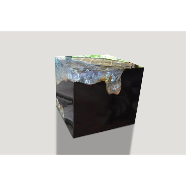 Contemporary Andrianna Shamaris Cracked Resin Side Table For Sale - Image 3 of 5