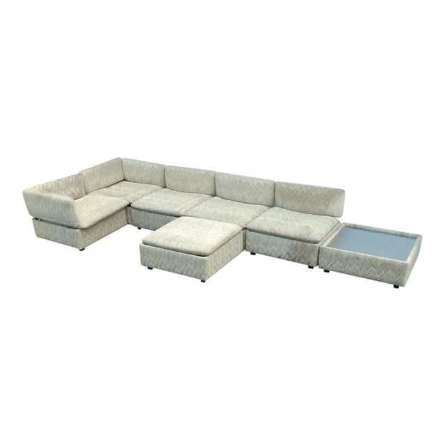 Modern 1970s Milo Baughman Inspired Petite Custom Modular Sofa & Ottoman For Sale - Image 3 of 5