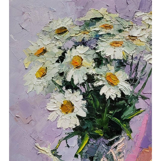 Оil Painting Bouquet of Daisies Boris Serdyuk For Sale - Image 4 of 7