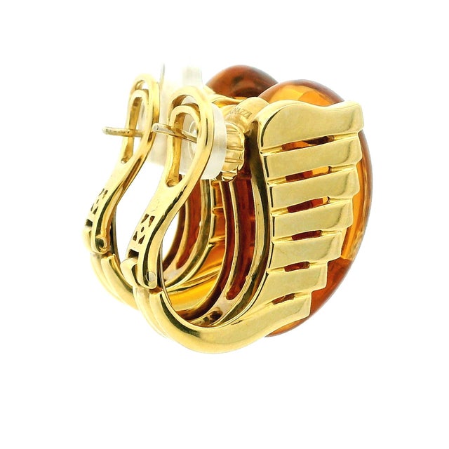 1990s Roberto Legnazzi 18k Gold Citrine & Diamond Earrings, Italy C. 1990, Pair For Sale - Image 5 of 16