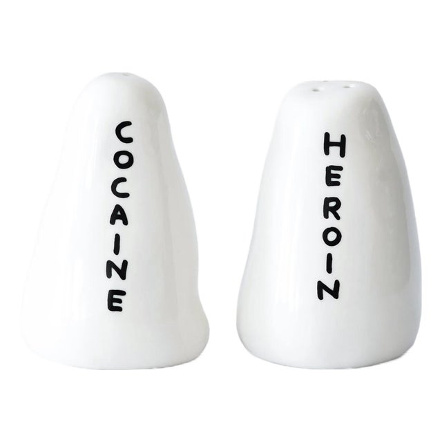 David Shrigley Heroin and Cocaine Vendor Salt & Pepper Shakers For Sale